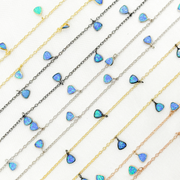 Created Blue Opal Triangle Shape Dangle Chain